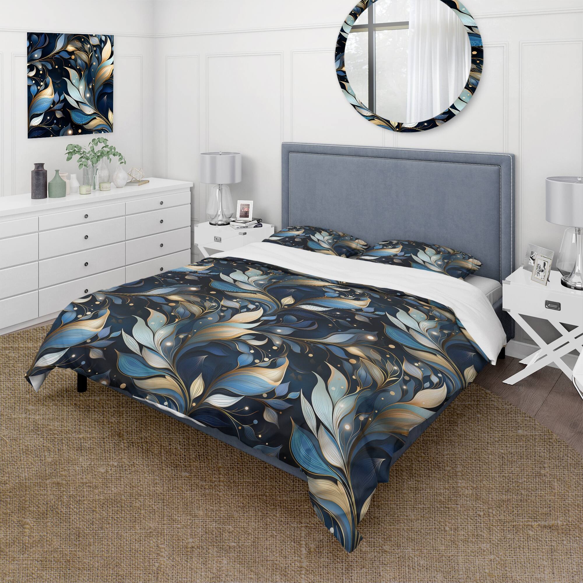 Designart "Midnight Mirage Moody Patterns II" Damask Bedding Cover Set